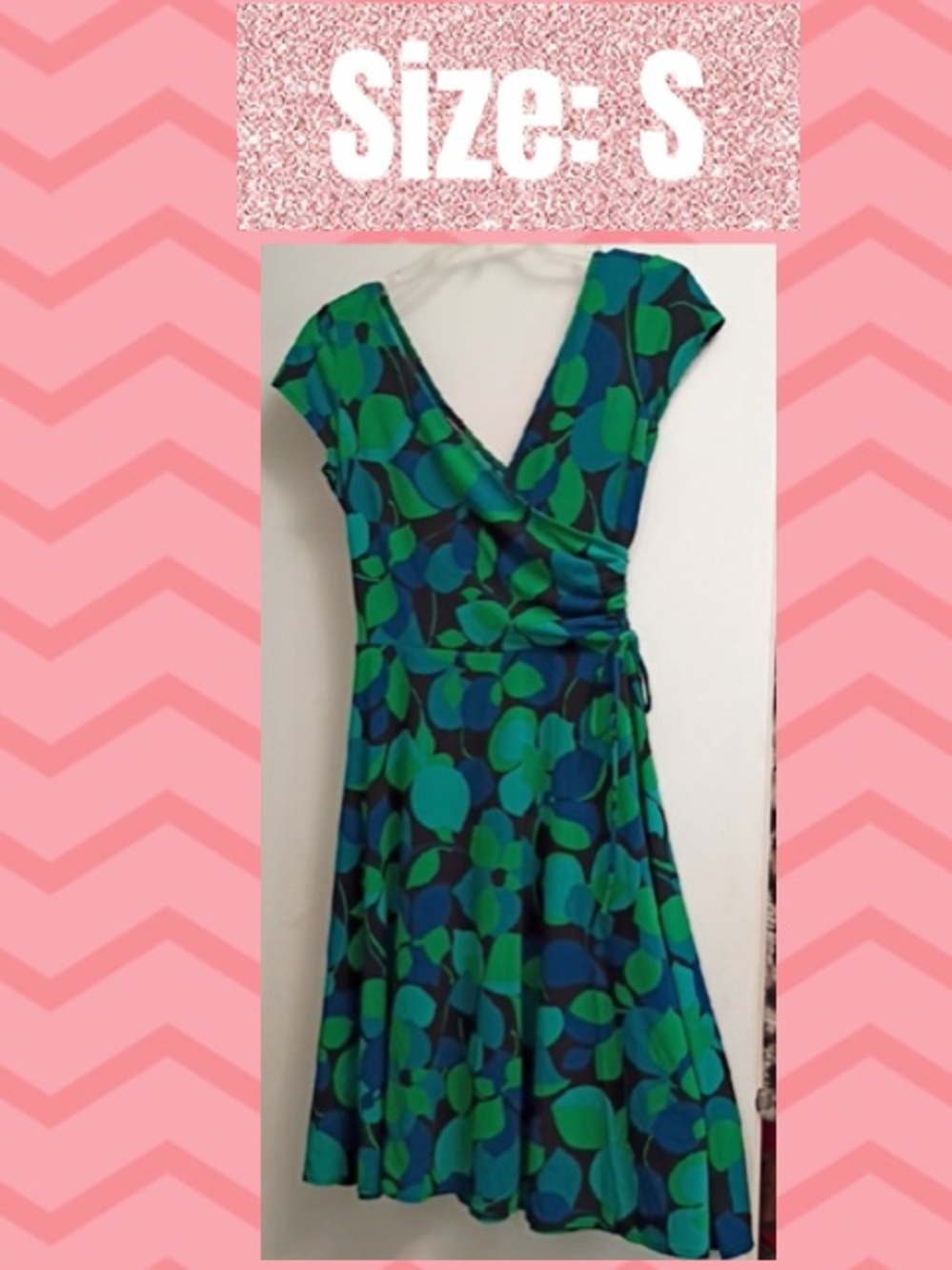 Green & Blue Floral Wrap Dress - Women's